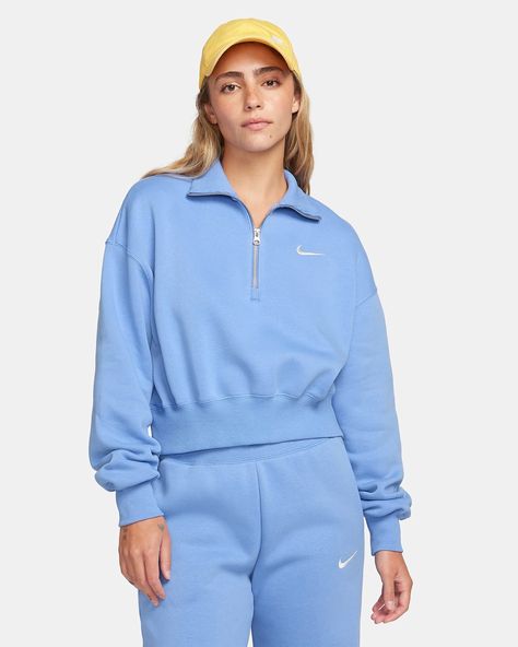 Nike Sportswear Phoenix Fleece Women's 1/2-Zip Cropped Sweatshirt. Nike.com Nike Sportswear Phoenix Fleece, Nike Half Zip, Womens Matching Sets, Oversized Sweatpants, Sweatshirt Nike, Nike Sportswear Women, Luxury Loungewear, Nike Pro Women, Matching Sets Outfit