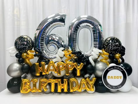 Fancy Balloon Bouquets · Party & Event Decor · Balloon Artistry 60th Birthday Balloons, 60 Balloons, 50th Birthday Balloons, Man Bouquet, Balloon Bouquet Diy, Cat Balloons, 60th Birthday Decorations, 60 Birthday, 60th Birthday Cakes