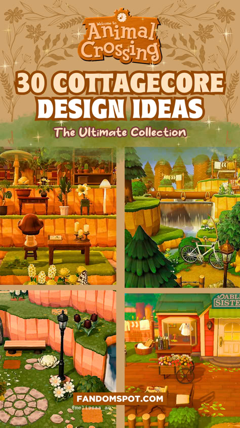 Cottagecore aesthetics are easily the cutest thing we've ever seen. And now you can bring that aesthetic style into your Animal Crossing: New Horizons island! This inspiration list offers plenty of designs, patterns, and color choices to blend together for true cottagecore living in ACNH. Animal Crossing Cozy Island Ideas, Acnh Cottagecore Island Tune, Acnh Town Square Ideas Cottagecore, Cottagecore Builds Acnh, Acnh Musuem Ideas, Free Treasure Island Acnh, Acnh Ideas For Small Spaces, Animal Crossing Island Ideas Themes, Animal Crossing New Horizon Island Inspiration