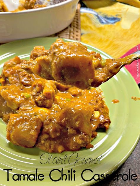 Chili Tamale Casserole, Recipes Using Tamales, Tamale Casserole With Canned Tamales, Easy Tamale Casserole, Hormel Tamales Casserole Recipes, Canned Tamale Casserole, Canned Tamales Recipes, Refried Beans Casserole Recipe, Tamale Casserole With Masa