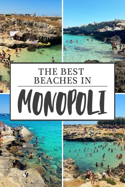 The Best Beaches in Monopoli, Puglia, Italy (Free Beaches - No Car Required!) Beaches In Italy, Monopoli Italy, Monopoli Italy Beaches, Puglia Beaches, Italy Beaches, Popular Travel Destinations, Puglia Italy, Free Beach, Waterfront Restaurant