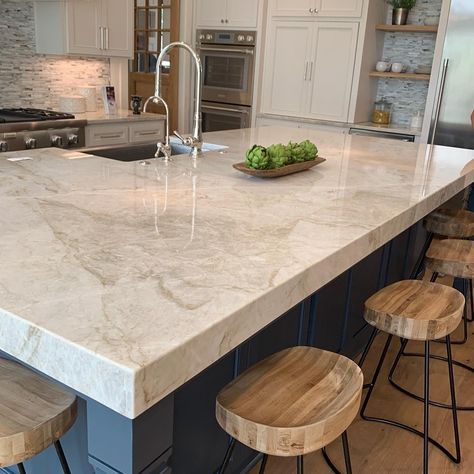 Taj Mahal Quartzite - Transitional - Kitchen - New Orleans - by Sheppard's Countertops | Houzz Quartzite Countertops Kitchen, Taj Mahal Quartzite Countertops, Taj Mahal Quartzite, Quartz Kitchen Countertops, Countertop Colours, Granite Countertops Kitchen, Granite Kitchen, Transitional Kitchen, Kitchen Redo