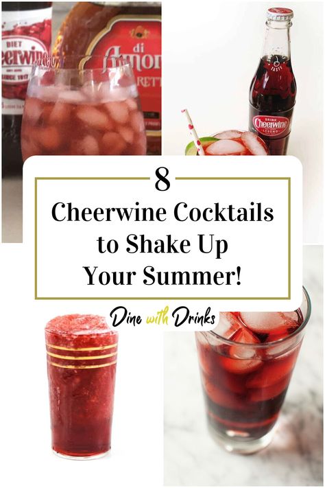 Collage of 4 cheerwine cocktails. Cheerwine Alcohol Drinks, Cheerwine Punch, Cheerwine Recipes, Cherry Soda, Punch Cocktails, Healthy Book, Liquor Drinks, Thirsty Thursday, Delicious Drinks