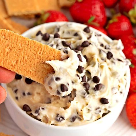 Cheesecake Dip Easy Cookie Dough Dip, Caramel Apple Dippers, Chocolate Chip Cookie Dough Recipe, Chocolate Chip Cookie Dough Dip, Cookie Dough Dip Recipe, Dirt Cake Recipes, Easy Cookie Dough, Chocolate Chip Dip, Mini Caramel Apples