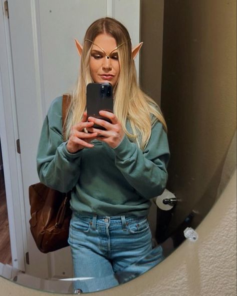 simple, low-key halloween elf costume using pointy ears Halloween Elf Costume, Elf Costume Halloween, Pointy Ears, Elf Costume, Costume Halloween, Low Key, Elf, Halloween Costumes, Mirror Selfie