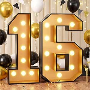 4FT Marquee Light Up Numbers 16,Black Gold Giant Marquee Mosaic Numbers Frame Marquee Numbers for 16th Birthday Decorations, Birthday Party,Mosaic Number 16,DIY Frame Pre-Cut Foam Board Kit Mosaic Numbers, Marquee Numbers, Decorations Birthday Party, Sweet Sixteen Birthday Party Ideas, 18th Birthday Decorations, 16th Birthday Decorations, Number 16, Marquee Lights, Sweet Sixteen Birthday