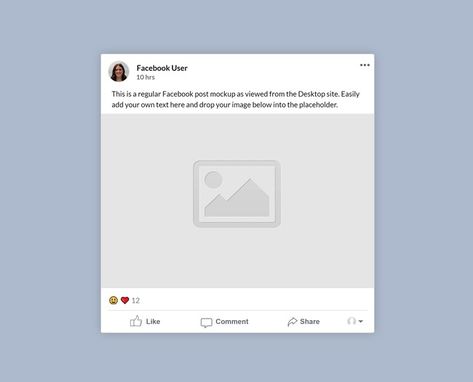 A mockup template of a regular Facebook image post viewed from a Desktop site. Easily add your own profile picture, post image and text. Use the right sidebar t Facebook Post Mockup, Social Media Mockup, Facebook Post Design, Facebook Templates, Facebook Post Template, Facebook Post, Social Media Facebook, Facebook Image, Search Engine Optimization Seo