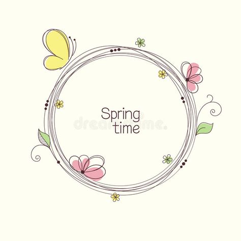 Floral wreath. Stylized wreath with flowers and butterfly. Round floral frame fo #Sponsored , #Affiliate, #PAID, #wreath, #flowers, #frame, #Stylized Doodle Flowers, Easy Wreaths, Doodle Frame, Wreath Drawing, Butterfly Drawing, Card Drawing, Floral Frame, Cute Doodle Art, Flower Doodles