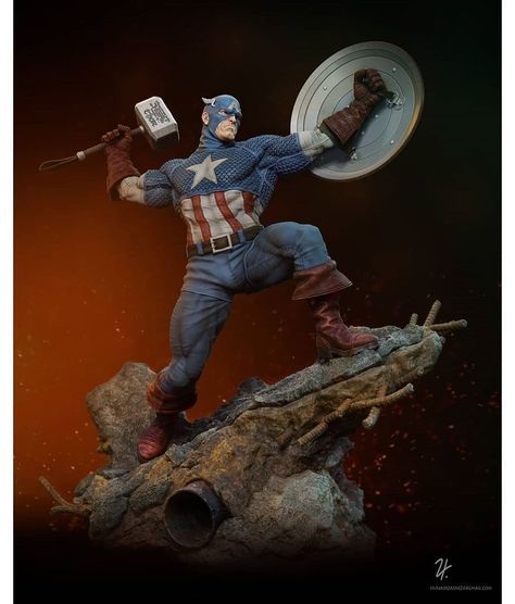 Nerd Reverse on Instagram: “Captain America • Digitally Sculpted by Zafar Hussain • FOLLOW @hussainzafar26 _ #NerdReverse #captainamerica #thor #avengers #ironman…” Captain America Artwork, Captain America Comic Art, Captain America Figure, Captain America The First Avenger, Captain America Art, Avenger Artwork, The First Avenger, Marvel Statues, First Avenger