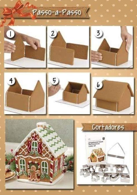 Easy Gingerbread House, Make A Gingerbread House, Gingerbread House Designs, Gingerbread House Decorations, Christmas Gingerbread House, Easy Christmas Crafts, Christmas Makes, Christmas Scenes, Christmas Goodies