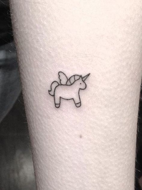 Minimal Unicorn Tattoo, Minimalist Unicorn Tattoo, Tiny Unicorn Tattoo, Cute Unicorn Tattoo, Tattoo Ideas Minimal, Black And White Unicorn, Unicorn Tattoo Ideas, Unicorn Outline, Blue Flower Tattoos