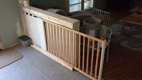 Complete Kitchen Remodel - by Scott C. @ LumberJocks.com ~ woodworking community Diy Dog Gate, Diy Baby Gate, Complete Kitchen Remodel, Stair Gate, Pocket Door Hardware, Baby Gate, Baby Gates, Shaker Style Doors, Dog Gate