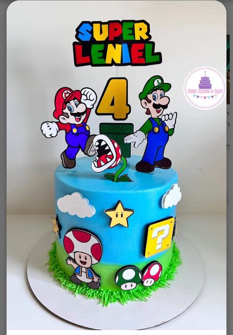 Mario Birthday Cake, Mario Bros Cake, Mario Y Luigi, Super Mario Cake, 8th Birthday Cake, Super Mario Bros Party, Mario Cake, Sweet Station, Mario Bros Birthday