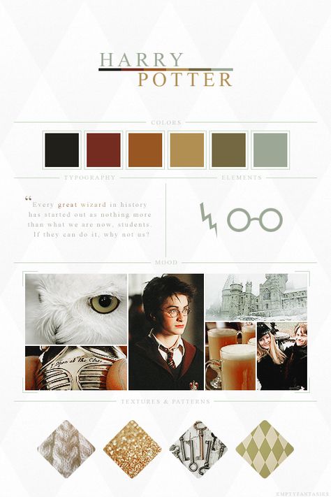 Harry Potter Color Palette, Character Mood Boards, Harry Potter Colors, Harry Potter Poster, Festa Harry Potter, Yer A Wizard Harry, Mood And Tone, Harry Potter Aesthetic, Harry Potter Obsession