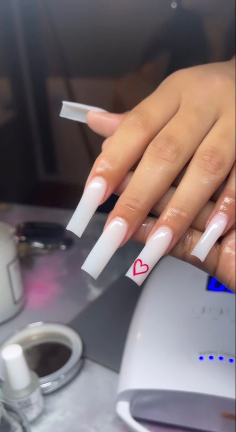 Tapered Square Nails, Acrylic Nail Set, Long Acrylic Nail Designs, Hard Nails, Colored Acrylic Nails, White Acrylic Nails, French Tip Acrylic Nails, Simple Acrylic Nails, Short Square Acrylic Nails