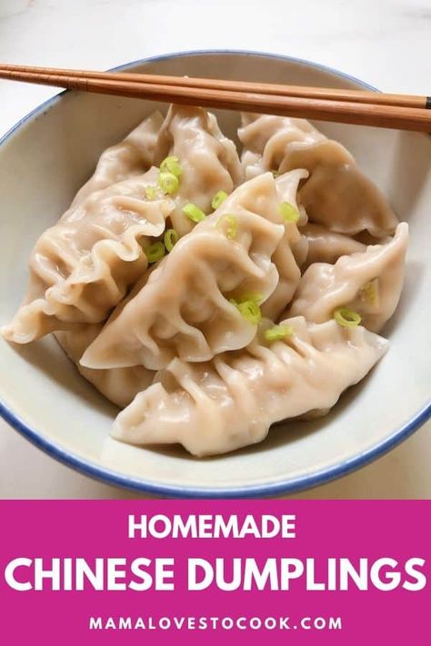 This traditional Chinese dumplings recipe makes the best homemade dumplings and is surprisingly easy, if a little time consuming. We include an easy dough recipe and step by step guide on how to make dumplings at home. Whether you choose to have them boiled or pan fried, you are sure to love this pork and cabbage dumpling recipe. Yum! #Chinesefood #dumplings Pork And Cabbage Dumplings, Potsticker Dough Recipe, Homemade Chinese Dumplings, Chinese Dumplings Recipe, Easy Dough Recipe, Dumplings Chinese, Dumplings Recipe Chinese, Homemade Dumplings Recipe, Potstickers Recipe