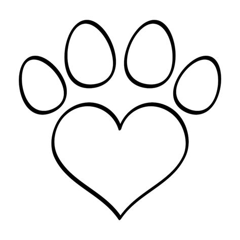 Free Vector | Free vector paw print heart shape doodle Dog Paw Template Free Printable, Heart Svg Free Cricut, Crochet Bujo, Paw Doodle, Paw Print Outline, Paw Print Drawing, Paw Template, Kahlua Recipes, Simple Heart Tattoos