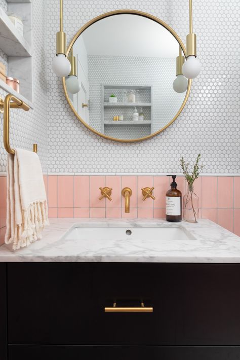 White penny tile bathroom