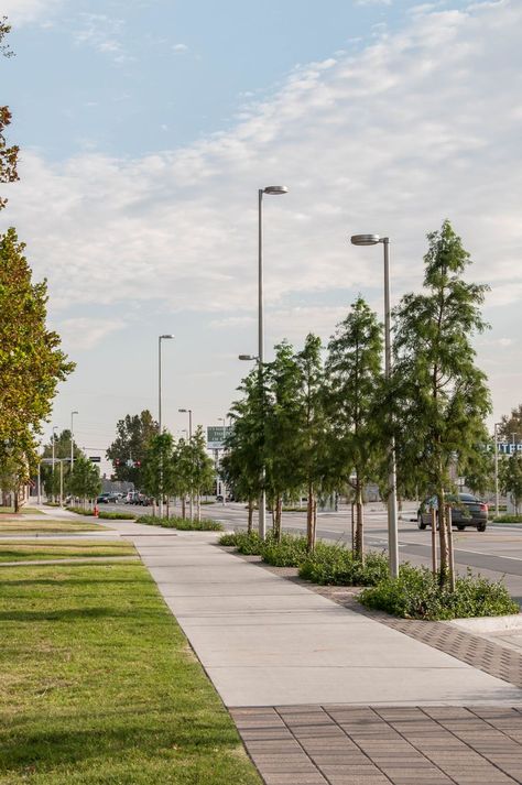 Streetscape Design Sidewalks, Kenyan Architecture, Street Landscape Design, Pedestrian Plaza, Street Scape, Landscape Plaza, Downtown Okc, Street Landscape, Downtown Oklahoma City