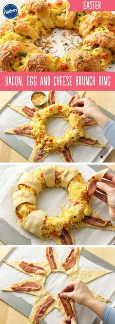 Egg Ring Recipe, Breakfast Crescent Roll Recipes Bacon, Egg Bacon Crescent Roll, Egg Crescent Ring, Breakfast Croissant Ring, Brunch Ring, Croissant Breakfast Bake Bacon Egg, Crescent Rings, Breakfast Ring