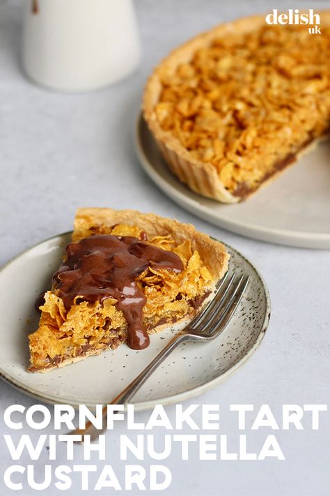 Honey Cornflakes, Cornflake Recipes, Cornflake Tart, 80s School, Cornflake Cake, Milk Custard, School Dinner, Spring Recipes Dessert, Chocolate Custard