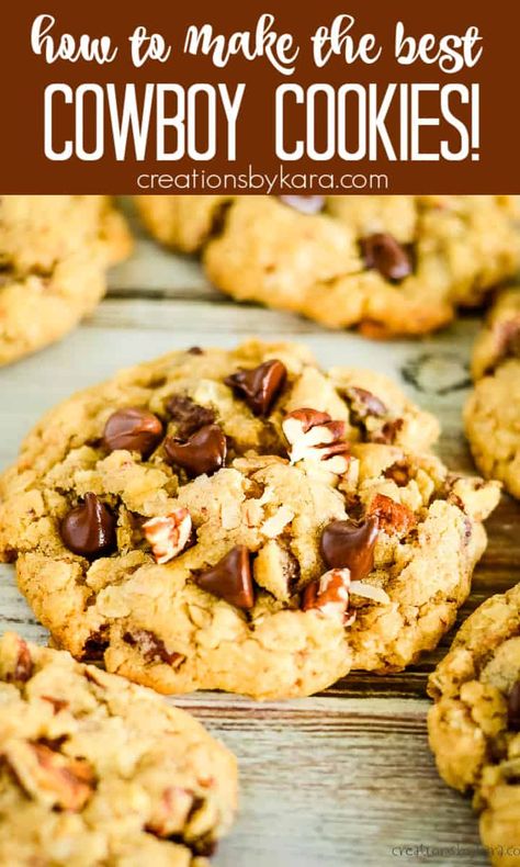 Cowboy Oatmeal Cookies, Cowboy Cookies With Quick Oats, Cowboys Cookies Recipe, Cowboy Cookies Crumbl, Easy Cowboy Cookies Recipe, Cowboy Chocolate Chip Cookies, Peanut Butter Cowboy Cookies Recipe, Best Cowboy Cookies Recipe, Recipe For Cowboy Cookies