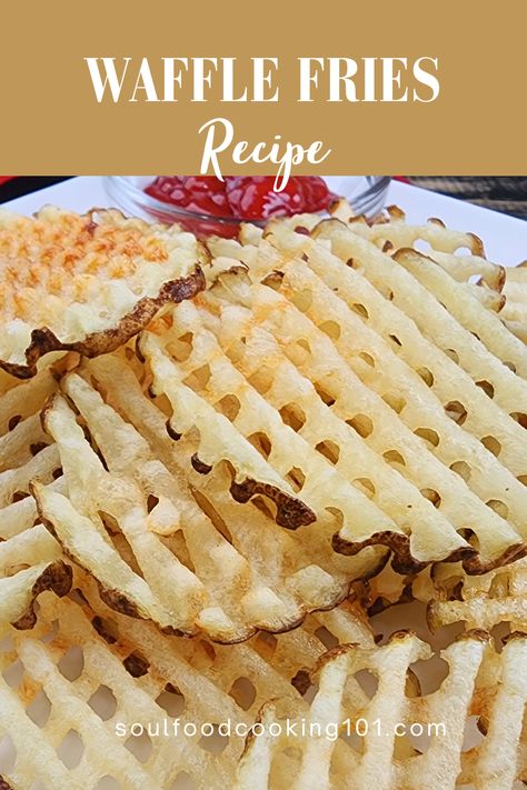 How to Make Waffle Fries How To Make Waffle Fries, Waffle Chips Recipe, Diy Waffle Fries, Loaded Waffle Fries Recipe, Waffle Fries Appetizers, Homemade Waffle Fries, Waffle Fry Nachos Recipe, French Fries In Waffle Maker, Waffle Chips