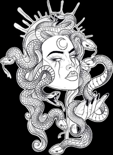 Medusa Tattoo Design Sternum, Illustrative Tattoos, Gotik Tattoo, Hipster Drawings, Medusa Tattoo Design, Goddess Tattoo, Inspiration Tattoos, Mythology Tattoos, Thigh Tattoos