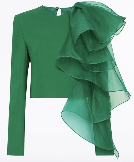 Áo Blu, Ruffle Shoulder Top, Fancy Tops, Fashion Tops Blouse, Trendy Fashion Tops, فستان سهرة, Mode Inspiration, Classy Dress, Women's Summer Fashion