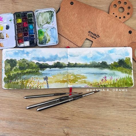 A bit of a closer look at the plein air painting I’ve done yesterday:) #watercolorsketchbook #watercolorpainting #watercolor… | Instagram Plein Air Watercolor, Mixed Media Art Canvas, Air Painting, Sketchbook Art Journal, Watercolor Sketchbook, Plein Air Paintings, Watercolor Techniques, Mixed Media Canvas, Art Sketchbook