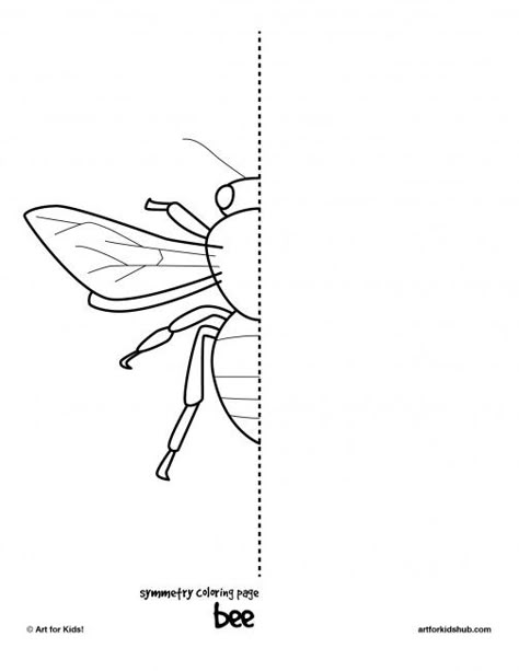 bee-symmetry Insect Symmetry Art, Bug Symmetry, Botanical Insects, Pollination Activity, Symmetry Worksheets, Insect Coloring Pages, Symmetry Drawing, Classe D'art, Art Handouts