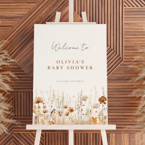 October Baby Showers, Whimsical Baby Shower, Autumn Watercolor, October Baby, Wildflower Baby Shower, Wildflower Field, Boho Baby Shower Invitations, Wildflower Meadow, Baby Shower Supplies