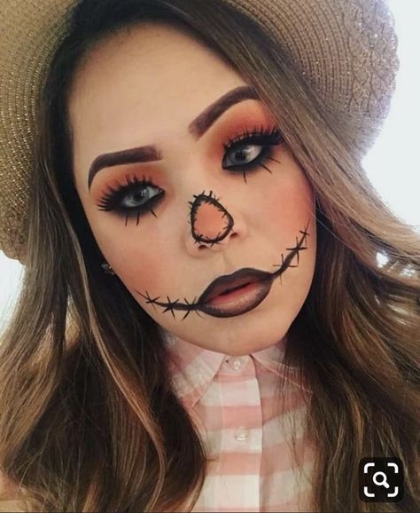 Spooky Halloween Makeup, Scarecrow Halloween Makeup, Halloween Costumes Scarecrow, Makeup Clown, Makeup Zombie, Scarecrow Makeup, Halloweenský Makeup, Halloween Make-up Looks, Creepy Halloween Makeup