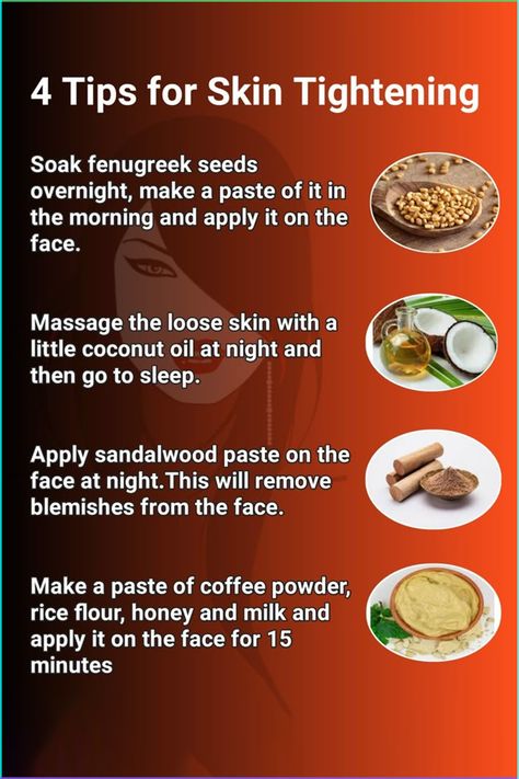 Achieve firmer, youthful skin with these 4 easy skin-tightening tips! ✨ From natural remedies to skincare must-haves, say goodbye to sagging and hello to a radiant glow! 💖 #SkinTightening #GlowUp How To Make Rice Powder For Skin, How To Tighten Loose Skin, Coconut Oil For Body, Face Depuffing, Face Masks Recipes, Skin Tightening Face Mask, Natural Wrinkle Remedies, Turmeric Skin Care, Puffy Face