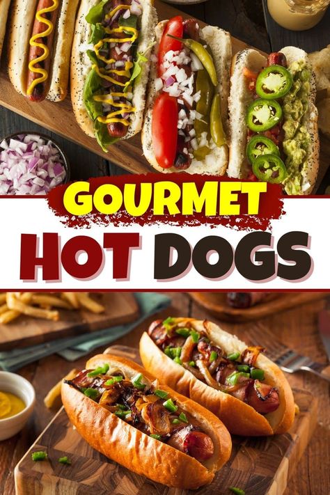 Forget everything you think you know about grilling because these gourmet hot dogs are out-of-this-world amazing. Try them tonight, and thank me later. Loaded Hot Dogs Toppings, Hot Dog Toppings Recipes, Special Hot Dogs, Elevated Hot Dogs, Christmas Hot Dogs, Specialty Hot Dogs, Best Hot Dog Recipes, Gourmet Hotdogs Recipes, Fancy Hotdogs