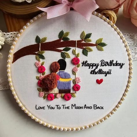 Handmade birthday embroidery hoop 💖🥳 . Best gifts for your partner's birthday 🎈 . Dm for order 🎁 . . #birthdaygifts #birthdayhoopart❤️ #embroideryart #lovegifts #art #artist Embroidery Designs For Birthday Gift, Birthday Embroidery Hoop Ideas, Birthday Embroidery Hoop, Hoop Decor, Embroidery Hoop Decor, Birthday Embroidery, Happy Birthday My Love, Happy Birthday Love, Diy Embroidery Patterns