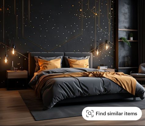 Sophisticated Bedroom Decor, Elegant Bedroom Decor, Sophisticated Bedroom, Dark Bedroom, Gold Bedroom, Black Bedroom, Bedroom Refresh, Design Visual, Decoration Inspiration