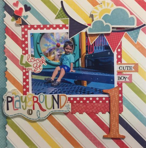 Scrapbook Design Layout, Scrapbook Design, Baby Layouts, Play Ground, Scrapbook Layout Sketches, Park Playground, Kids Line, Echo Park Paper, Kids Scrapbook