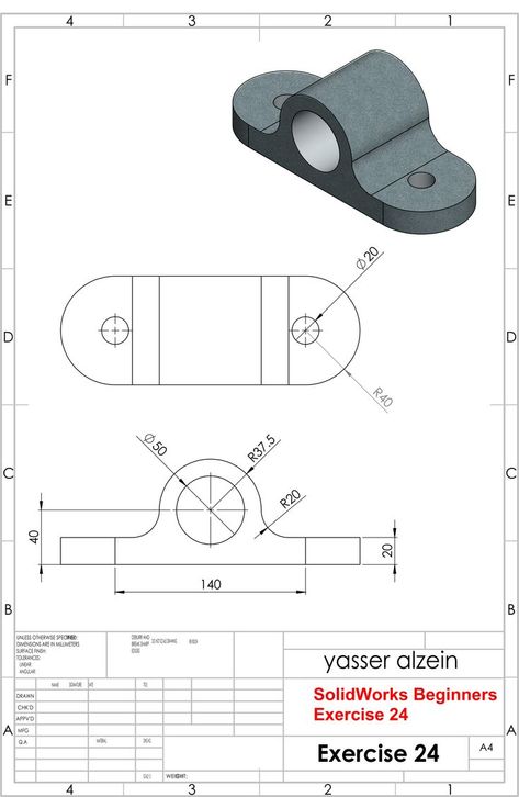 Beginners Exercise, Autocad Isometric Drawing, Cad Cam Design, Basic Sketching, Solidworks Tutorial, Engineering Notes, Mechanical Engineering Design, Isometric Drawing, Prototype Design