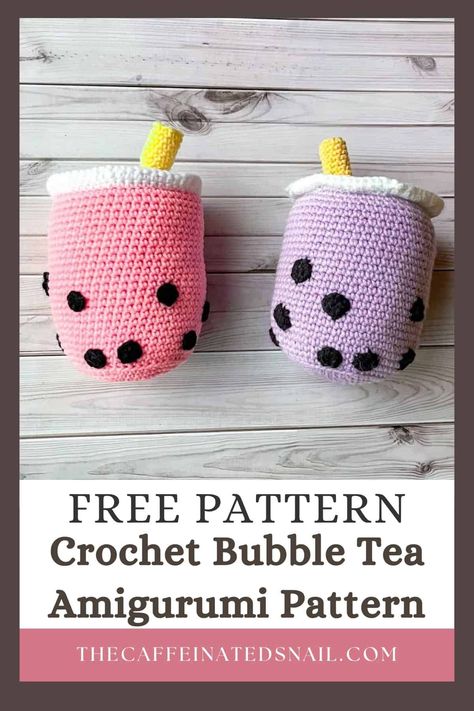 Crochet bubble tea plushie! Perfect for gifts and easy enough for beginners. #crochetpattern #crochetboba #crochetbubbletea #freecrochetpatterns #bubbletea #boba My Crochet Bubble Tea Amigurumi Pattern is perfect for boba tea lovers. I mean who wouldn’t love to have a crochet bubble tea? A crochet bubble tea pal if you will. I know I would love anything boba related! Crochet Boba Pattern, Boba Tea Crochet Pattern, Crochet Bubble Tea, Tea Crochet, Tea Pattern, Boba Bubble Tea, Boba Drink, Scrumptious Desserts, Boba Tea