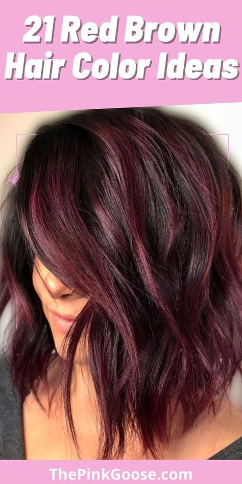 If you're considering red brown hair, you'll love these 21 ideas for inspiration! From rich auburn, this article has it all. Red Brown Hair Color, Style Bob, Rambut Brunette, Latest Hair Color, Red Brown Hair, Fall Hair Color For Brunettes, Inverted Bob, High Maintenance, Go Red