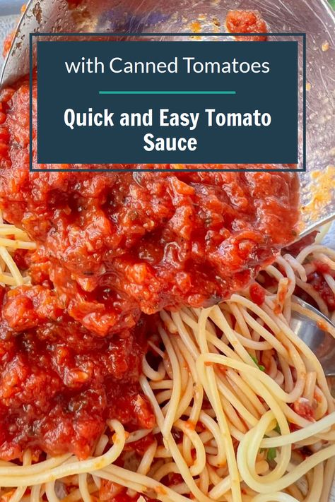 Tomato Sauce With Canned Tomatoes, Tomato Sauce From Canned Tomatoes, Easy Tomato Pasta Sauce, Easy Tomato Pasta, Canned Tomato Recipes, Recipes With Diced Tomatoes, Spaghetti Tomato Sauce, Pasta Sauce Recipes Easy, Make Tomato Sauce