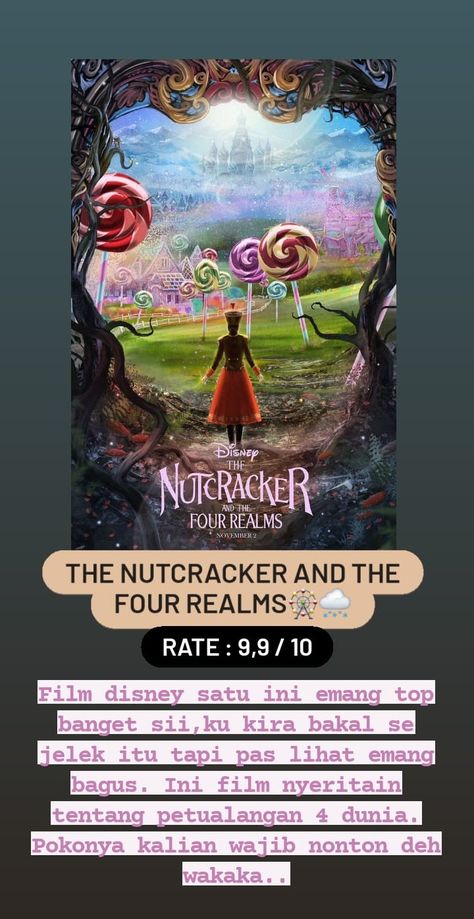 Recommend Movie To Watch, Rekomendasi Film Disney, Film Rekomendasi, Nutcracker And The Four Realms, Netflix Movie List, Movie Character Posters, Review Film, Film Recommendations, Movie Hacks