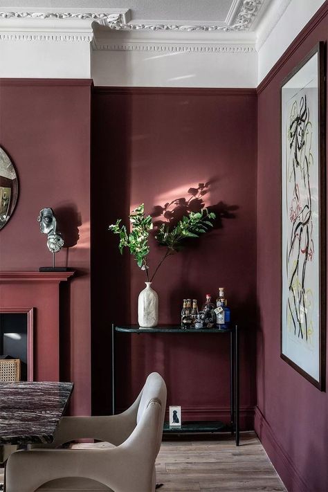 Burgundy Living Room, Burgundy Walls, Colour Psychology, Living Tv, Living Room Red, Colors For Home, Interior Paint Colors, Paint Colours, Paint Colors For Home