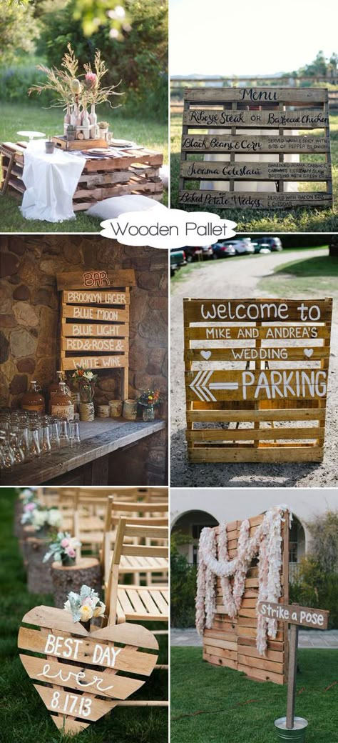 inspirational wooden pallet wedding ideas Pallet Wedding Decor, Pallet Wedding, Red Rose Wedding, Camp Wedding, Rustic Chic Wedding, Wooden Wedding, Wooden Pallets, Trendy Wedding, Wedding Themes