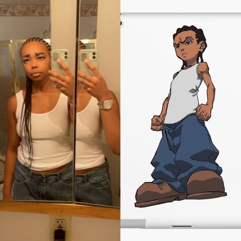 boondocks cosplay, black girl cosplay, funny cosplay, riley freeman, riley freeman boondocks, black gurl cosplay aesthetic Riley Freeman Outfits, Riley Boondocks Outfit, The Boondocks Outfits, The Boondocks Halloween Costume, Boondocks Costume, Boondocks Halloween Costume, Boondocks Outfits, Boondocks Cosplay, Jazmine Boondocks