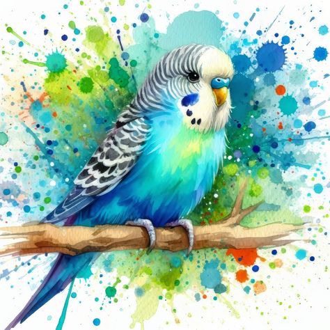 Parakeet Watercolor Painting, Australian Birds Drawings, Watercolor Parrot Painting, Best Love Pics, Parrot Painting, Budgies Bird, Budgie Parakeet, Family Photo Wall, Watercolor Birds