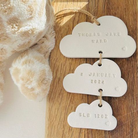 Baby Arrival Gifts, Air Drying Clay, Keepsake Baby Gifts, Clouds Nursery, Baby Arrival, Personalised Baby, Baby Keepsake, New Baby Gift, Air Dry Clay