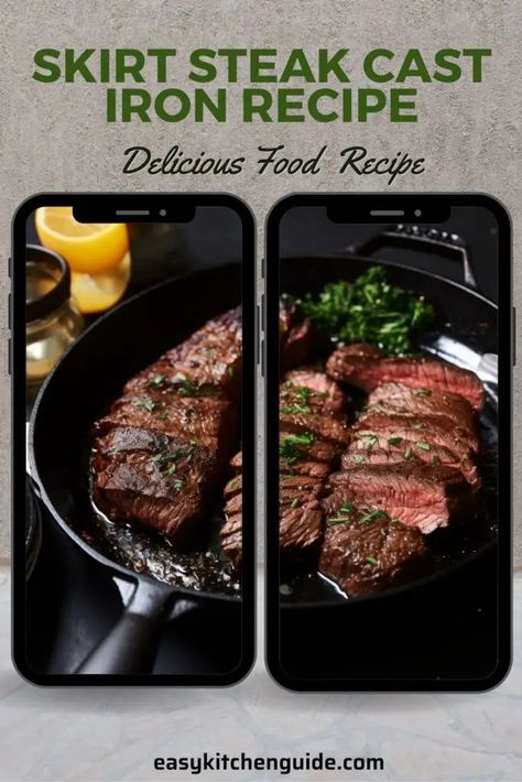 Cast Iron Skirt Steak, Skirt Steak Cast Iron Skillet, Skirt Steak Recipe, Marinated Skirt Steak, Skirt Steak Recipes, Cut Recipe, Kitchen Guide, Game Recipes, Meat Recipe