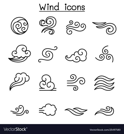 Wind Logo, Wind Tattoo, Air Symbol, Wind Drawing, Air Tattoo, Zestaw Ikon, Elements Tattoo, Symbol Tattoos, Design Logo